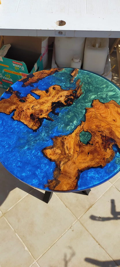 Epoxy Resin & Wood Table Top - Metallic Bicolor resinwoodliving