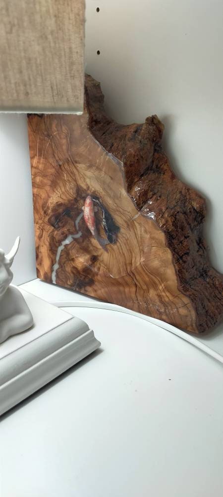 Koifish in resin, gift for friend, Aquarium Look 3D fish pond, Housewarming gift resinwoodliving