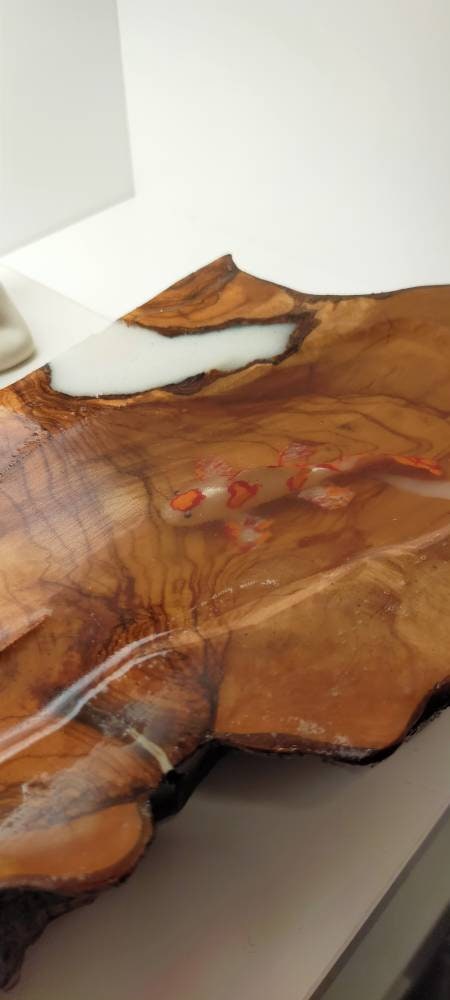 Koifish in resin, gift for friend, Aquarium Look 3D fish pond, Housewarming gift resinwoodliving