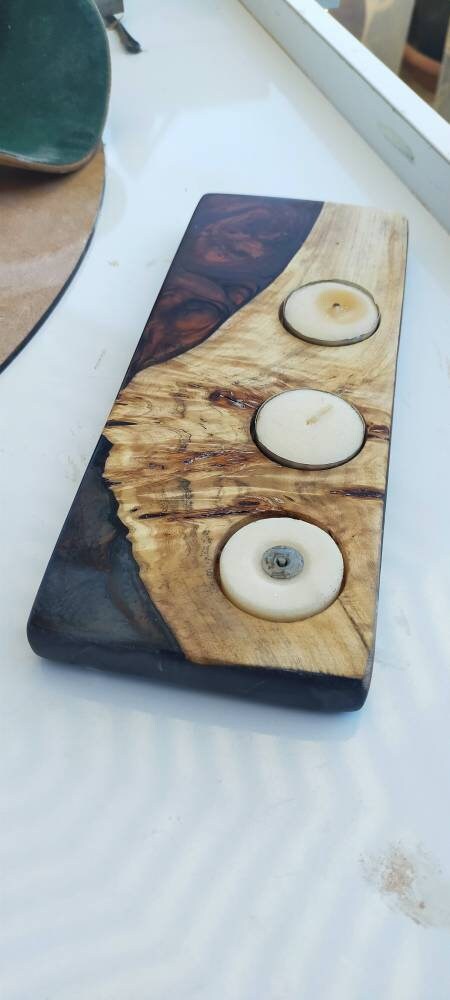 Epoxy Candle holder resinwoodliving