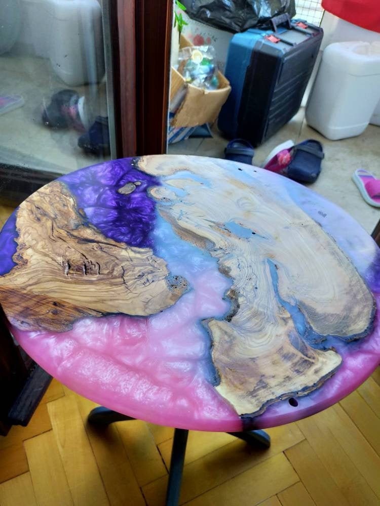 Epoxy Resin & Wood Table Top - Metallic Bicolor resinwoodliving