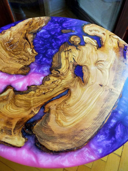 Epoxy Resin & Wood Table Top - Metallic Bicolor resinwoodliving