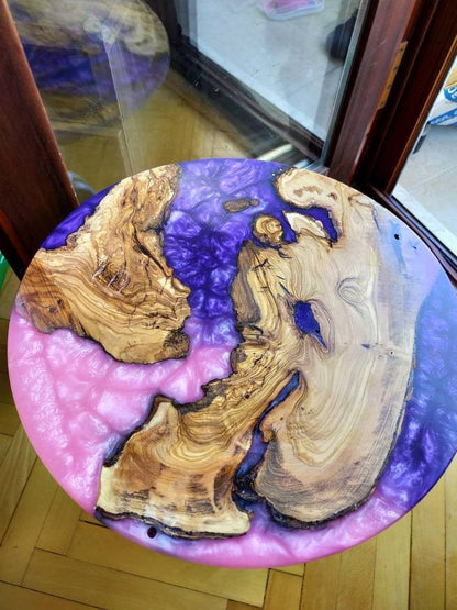 Epoxy Resin & Wood Table Top - Metallic Bicolor resinwoodliving