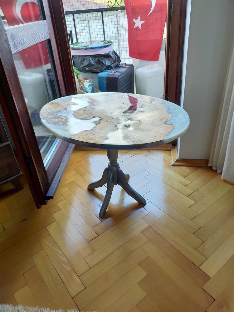 Epoxy Resin & Wood Table Top - Metallic Bicolor resinwoodliving