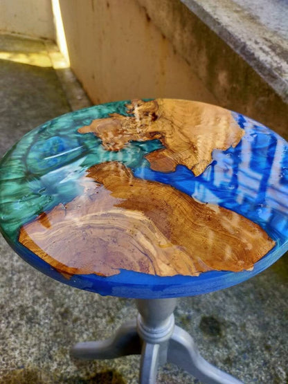 Epoxy Resin & Wood Table Top - Metallic Bicolor resinwoodliving