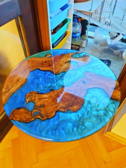 Epoxy Resin & Wood Table Top - Metallic resinwoodliving