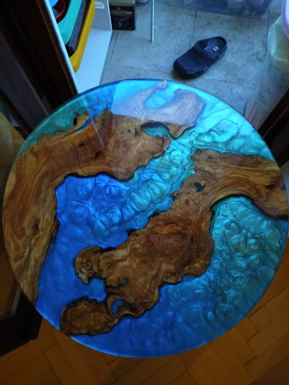 Epoxy Resin & Wood Table Top - Metallic resinwoodliving