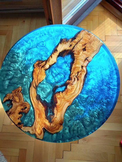 Epoxy Resin & Wood Table Top - Metallic Bicolor resinwoodliving