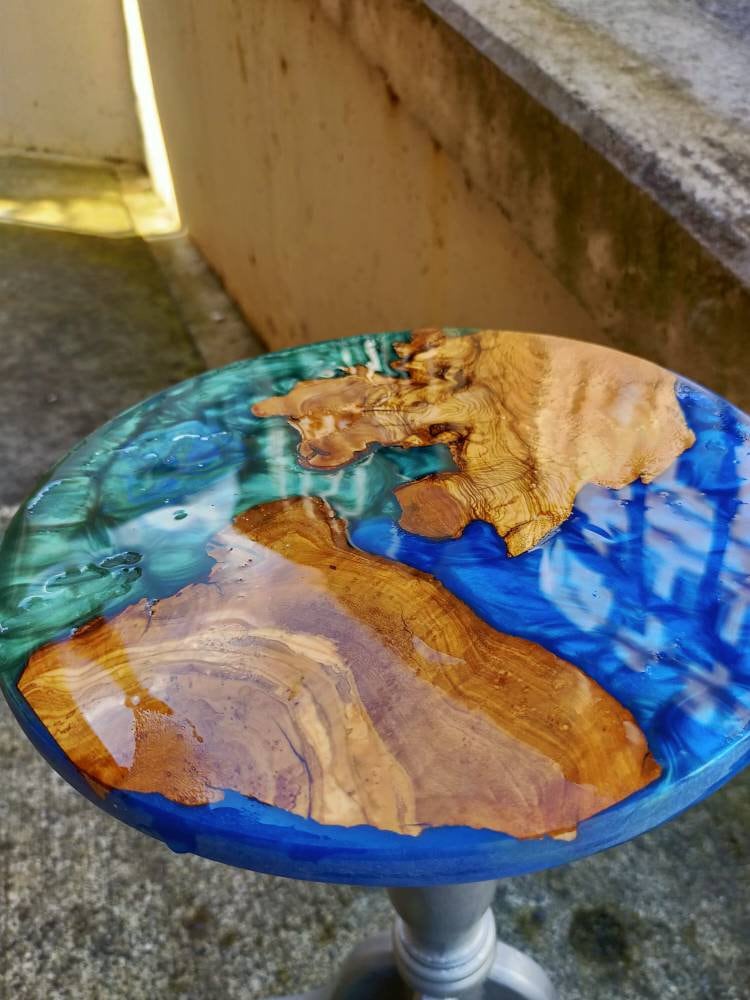 Epoxy Resin & Wood Table Top - Metallic Bicolor resinwoodliving