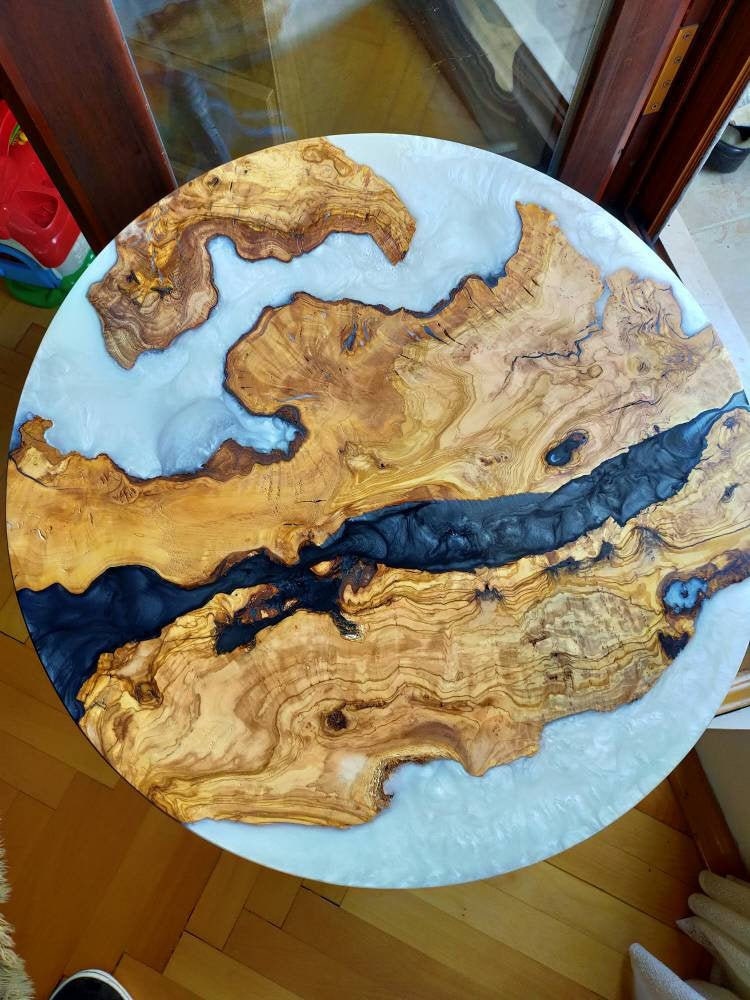 Epoxy Resin & Wood Table Top - Metallic Bicolor resinwoodliving