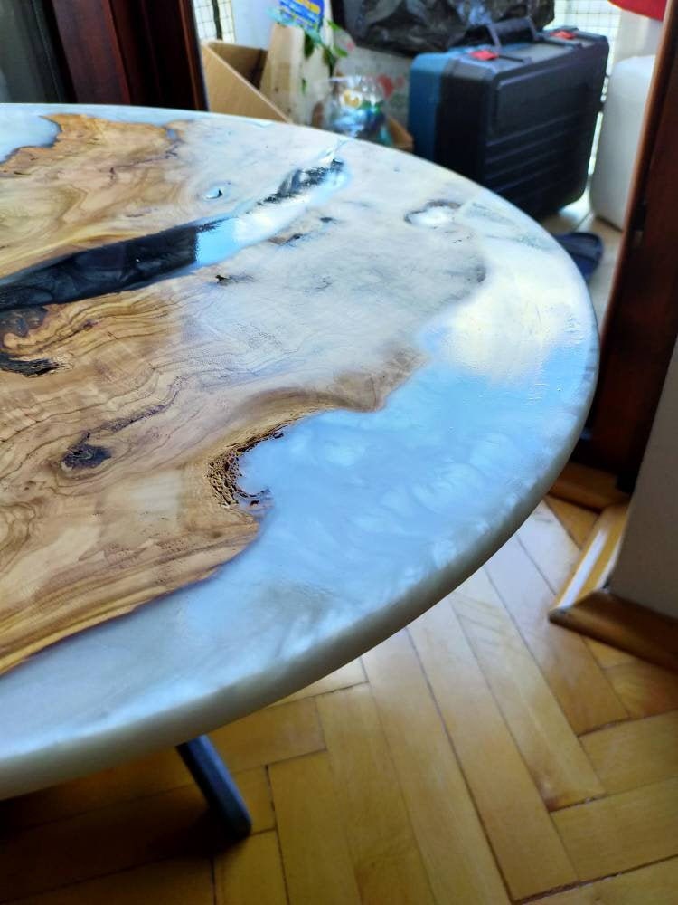 Epoxy Resin & Wood Table Top - Metallic Bicolor resinwoodliving