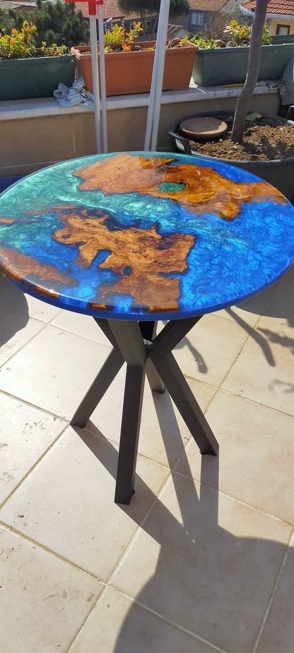Epoxy Resin & Wood Table Top - Metallic Bicolor resinwoodliving