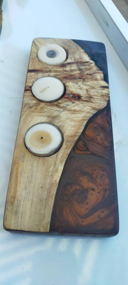 Epoxy Candle holder resinwoodliving
