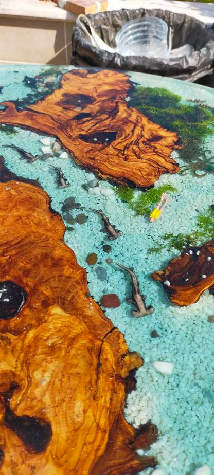 Epoxy Resin & Wood Table Top - Aquarium resinwoodliving