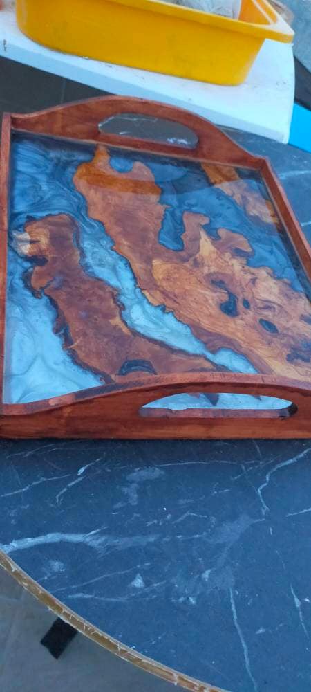 Epoxy Resin & Wood Serving Tray - Regular Edge Serving Tray resinwoodliving