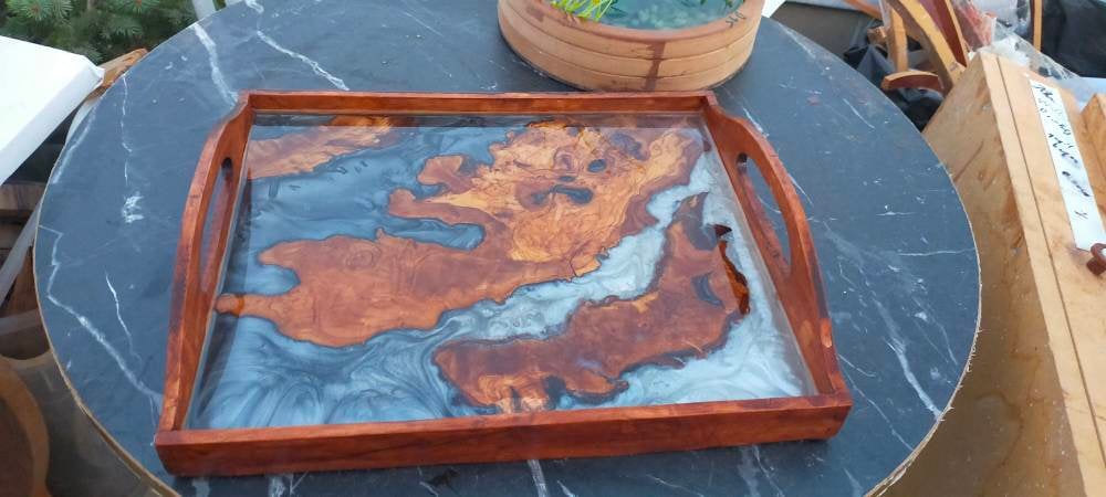 Epoxy Resin & Wood Serving Tray - Regular Edge Serving Tray resinwoodliving