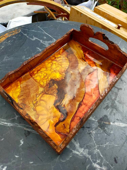 Epoxy Resin & Wood Serving Tray - Live Edge Serving Tray Wholesale vendor