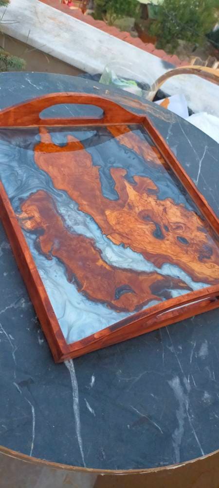 Epoxy Resin & Wood Serving Tray - Regular Edge Serving Tray resinwoodliving