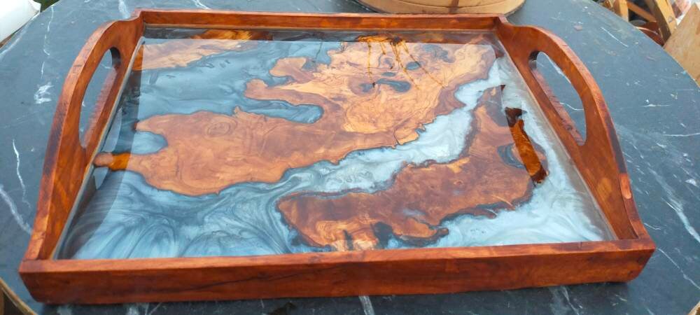 Epoxy Resin & Wood Serving Tray - Regular Edge Serving Tray resinwoodliving