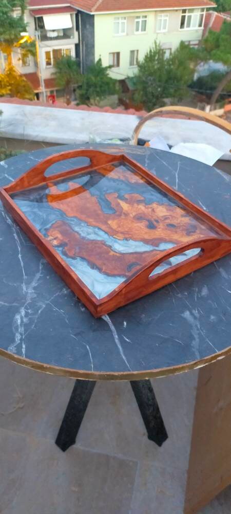 Epoxy Resin & Wood Serving Tray - Regular Edge Serving Tray resinwoodliving