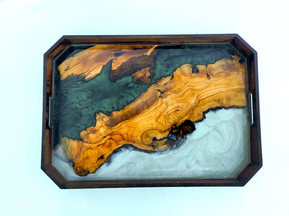 Epoxy Resin & Wood Serving Tray - Octagonal Edge Serving Tray resinwoodliving