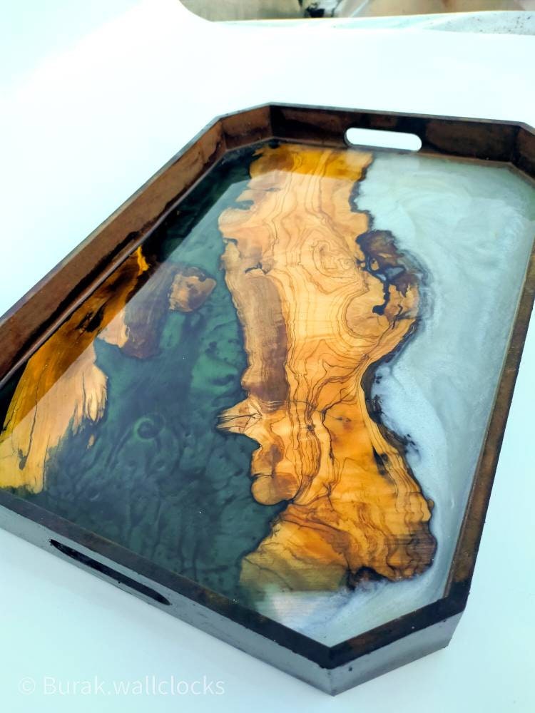 Translucent Aqua Wood-Epoxy Large Serving Tray Design by Silken at Pernia's  Pop Up Shop 2023