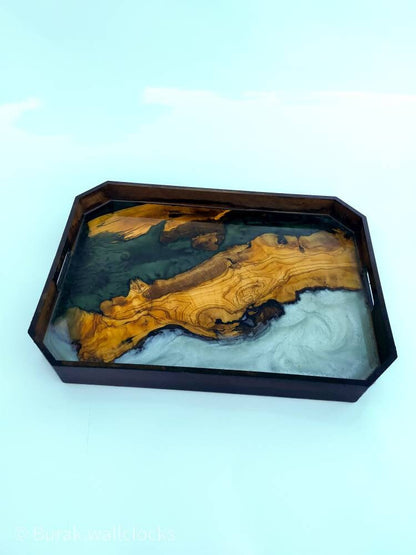 Epoxy Resin & Wood Serving Tray - Octagonal Edge Serving Tray resinwoodliving