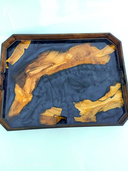 Epoxy Resin & Wood Serving Tray - Octagonal Edge Serving Tray resinwoodliving