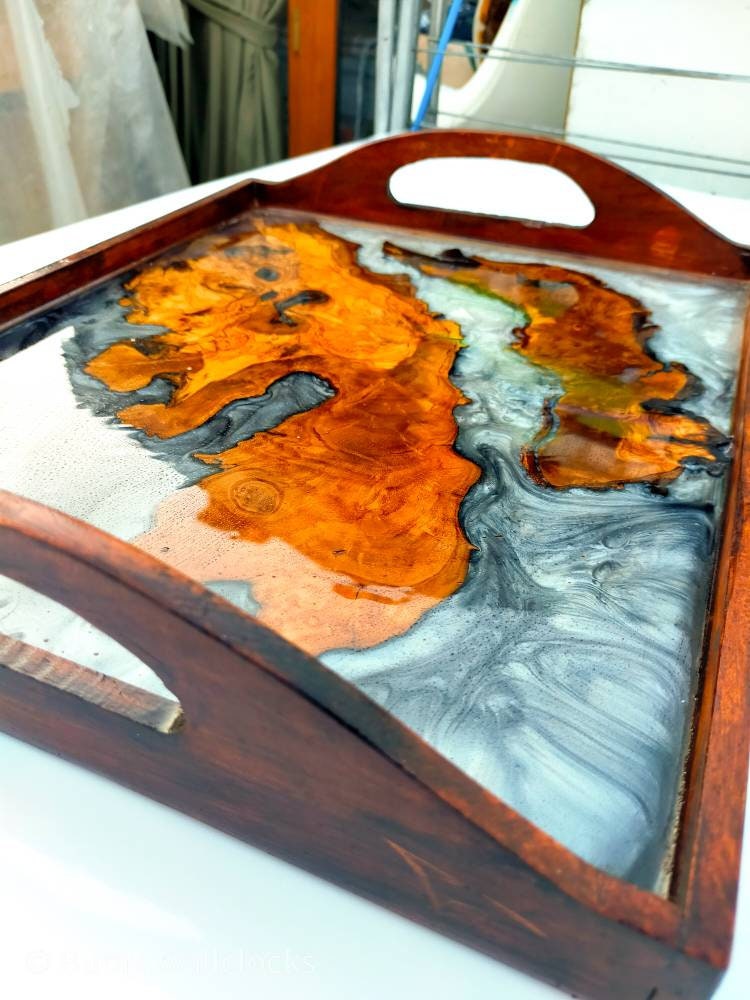 Epoxy Resin & Wood Serving Tray - Regular Edge Serving Tray resinwoodliving