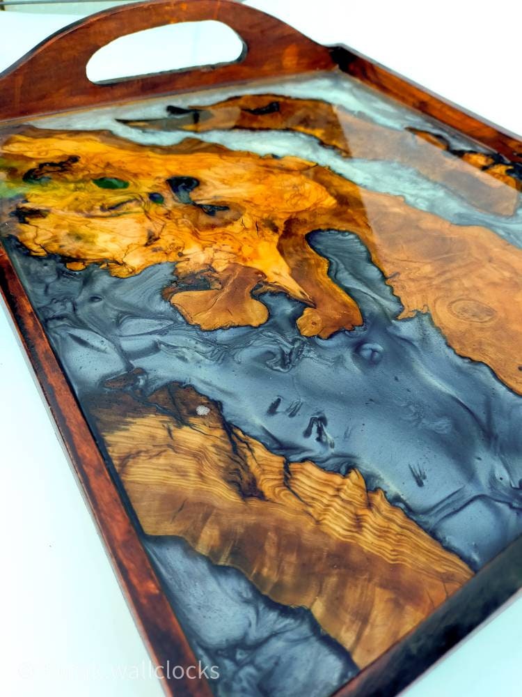 Epoxy Resin & Wood Serving Tray - Regular Edge Serving Tray resinwoodliving