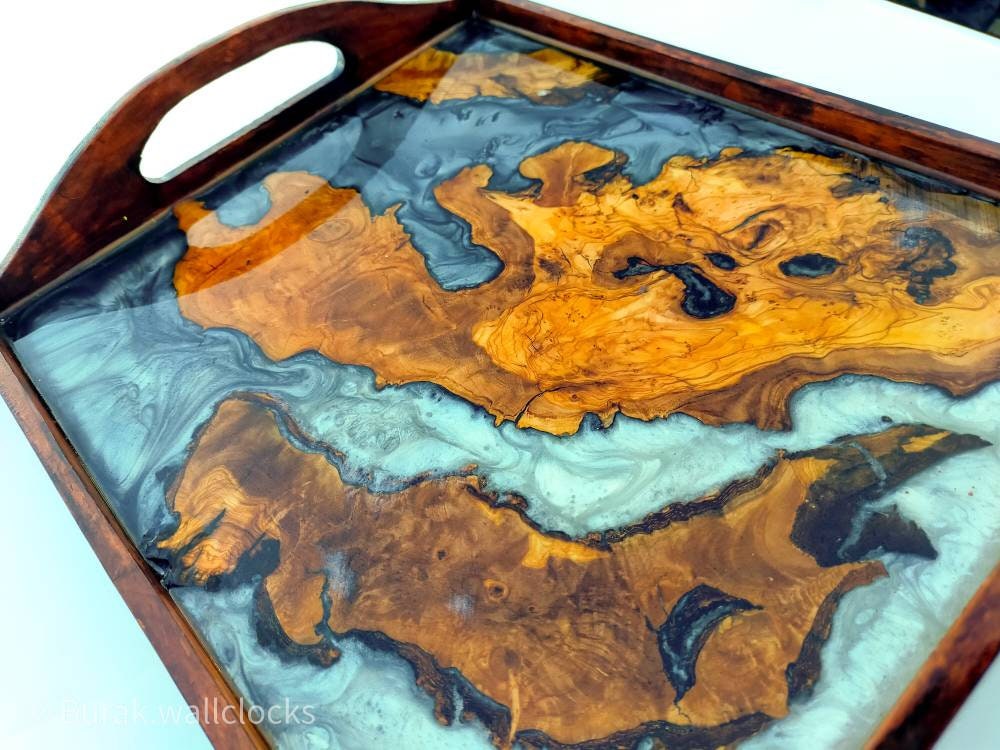 Epoxy Resin & Wood Serving Tray - Regular Edge Serving Tray resinwoodliving