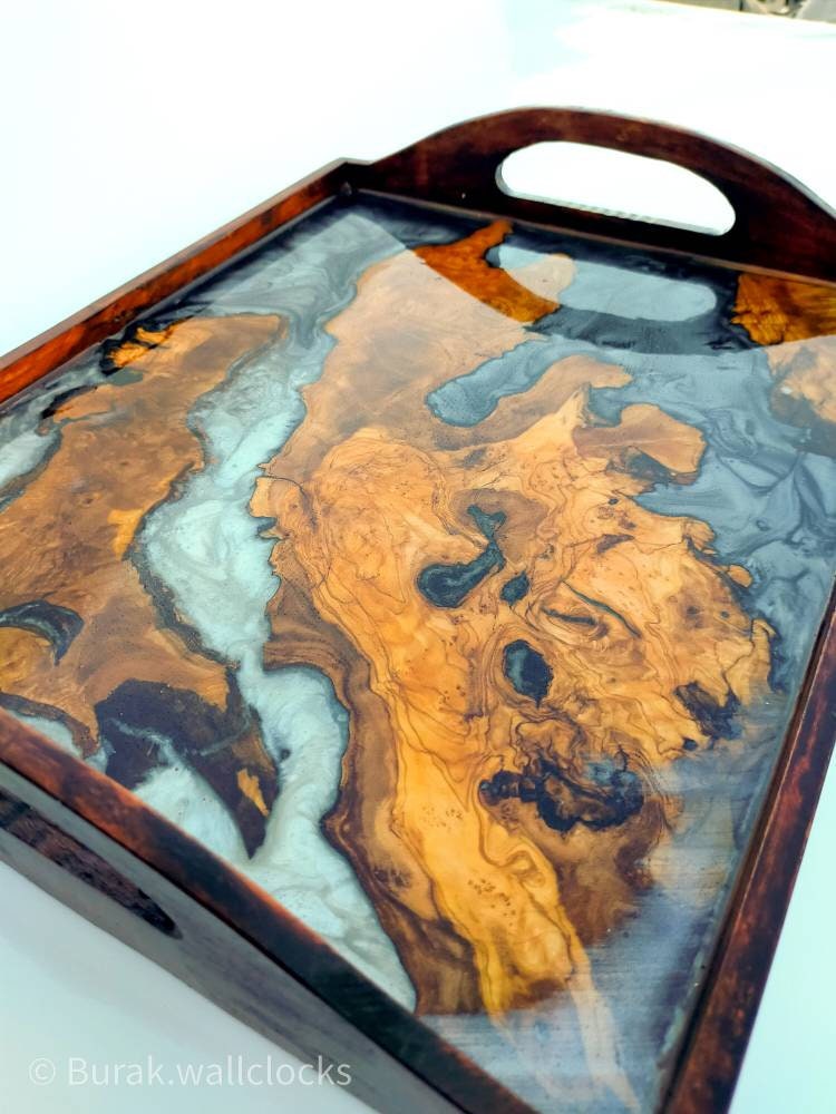 Epoxy Resin & Wood Serving Tray - Regular Edge Serving Tray resinwoodliving