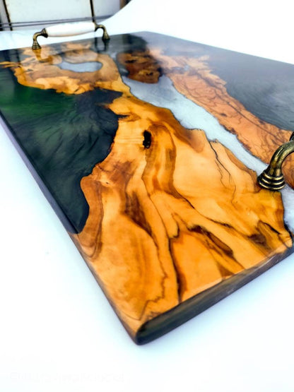 Epoxy Resin & Wood Serving Tray - No Edge Serving Tray resinwoodliving