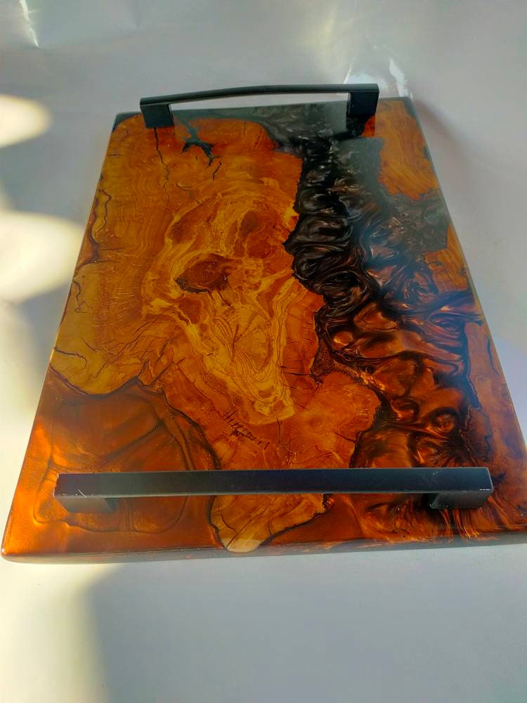 Epoxy Resin & Wood Serving Tray - No Edge Serving Tray resinwoodliving