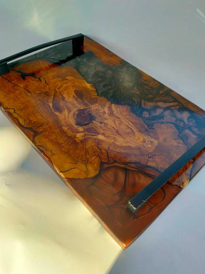 Epoxy Resin & Wood Serving Tray - No Edge Serving Tray resinwoodliving