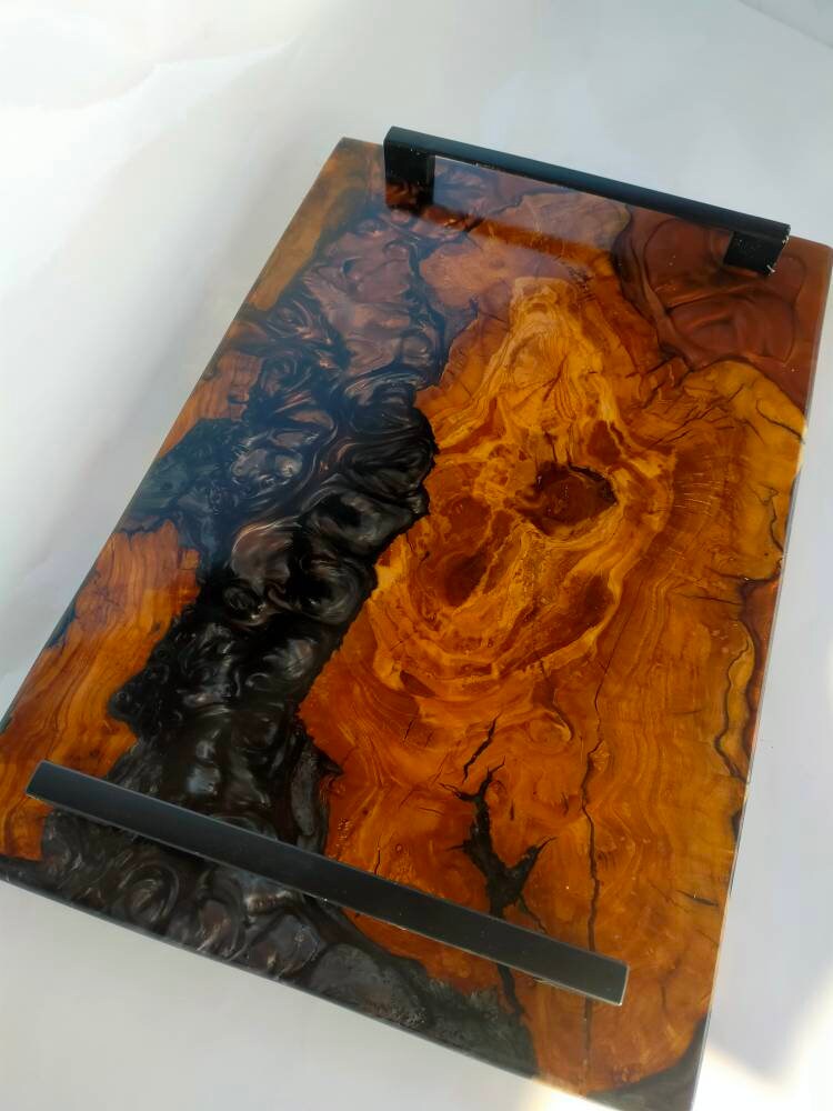 Epoxy Resin & Wood Serving Tray - No Edge Serving Tray resinwoodliving