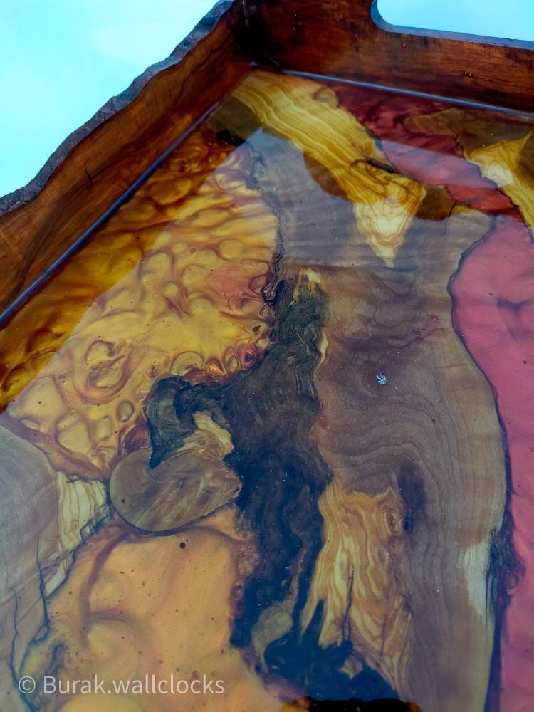 Epoxy Resin & Wood Serving Tray - Live Edge Serving Tray resinwoodliving