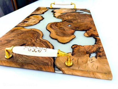 Epoxy Resin & Wood Serving Tray - No Edge Serving Tray resinwoodliving