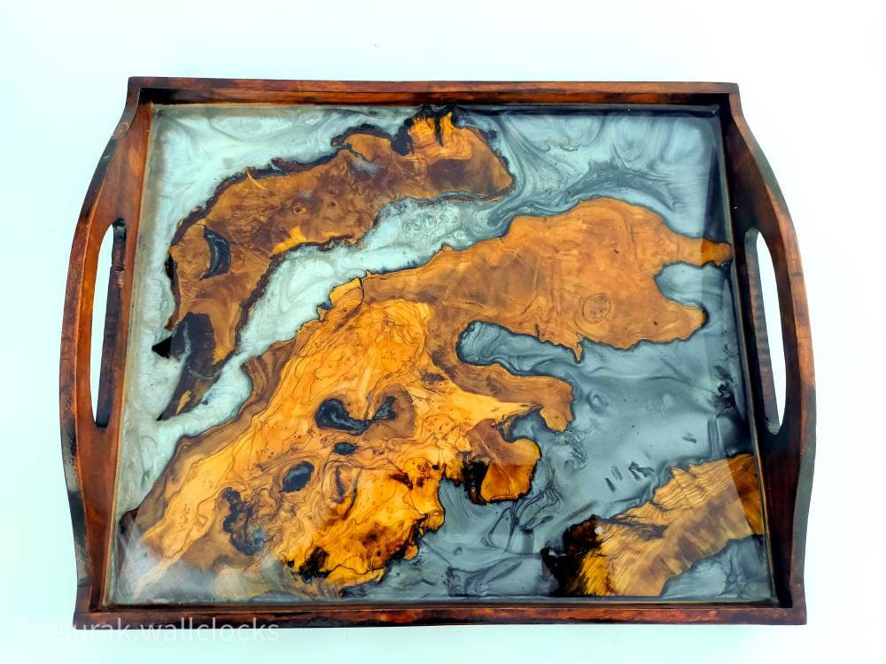 Epoxy Resin & Wood Serving Tray - Regular Edge Serving Tray resinwoodliving