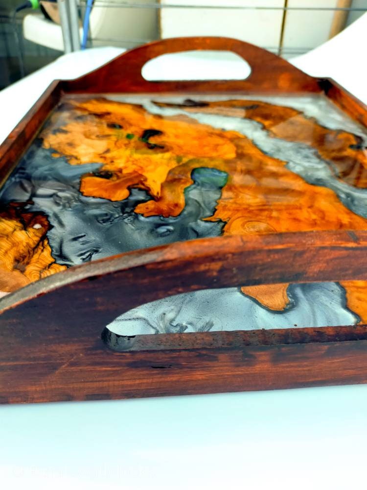 Epoxy Resin & Wood Serving Tray - Regular Edge Serving Tray resinwoodliving