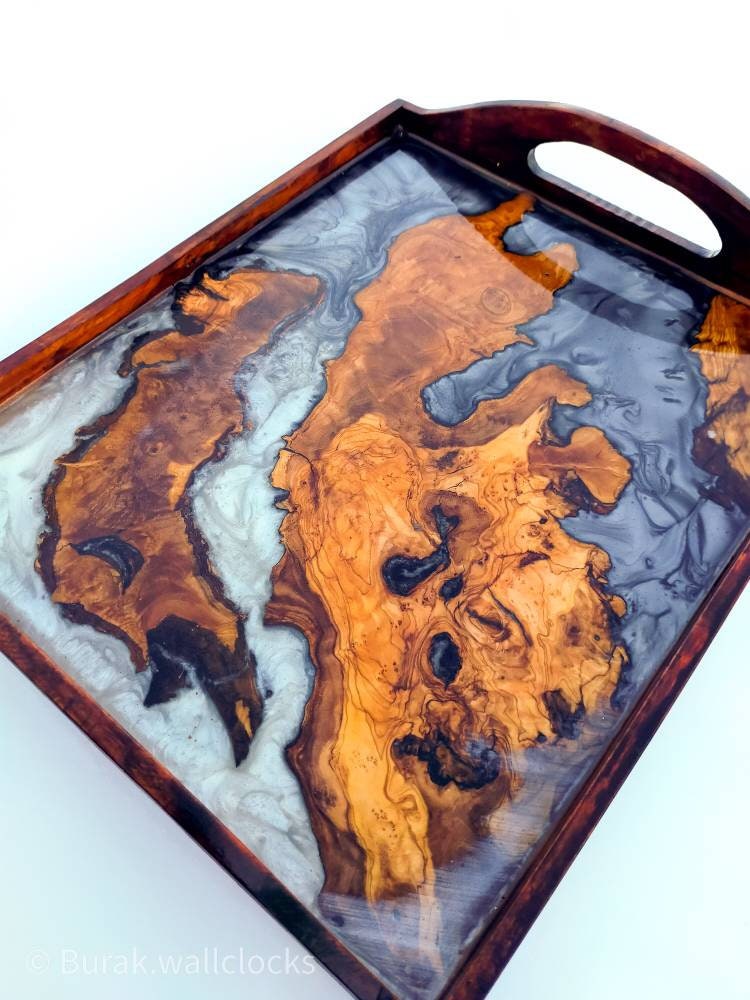 Epoxy Resin & Wood Serving Tray - Regular Edge Serving Tray resinwoodliving