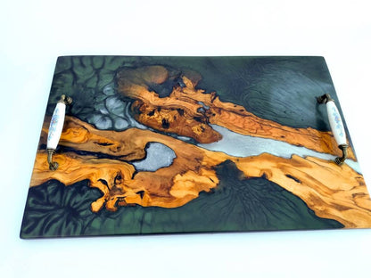 Epoxy Resin & Wood Serving Tray - No Edge Serving Tray resinwoodliving