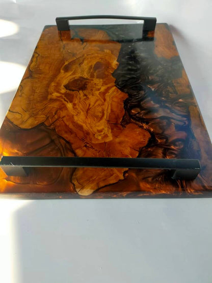 Epoxy Resin & Wood Serving Tray - No Edge Serving Tray resinwoodliving