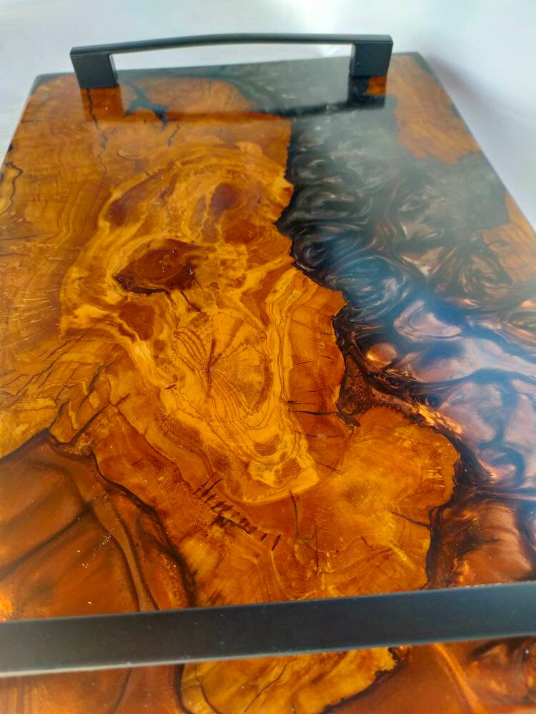 Epoxy Resin & Wood Serving Tray - No Edge Serving Tray resinwoodliving