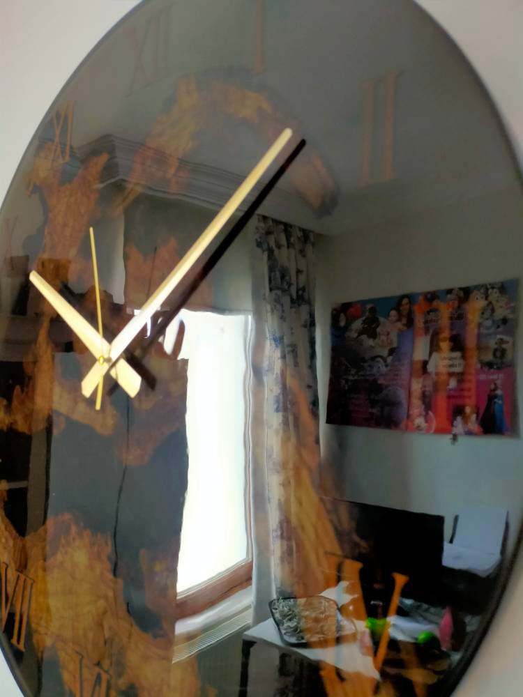 Transparent Epoxy & Olive Wood Wall Clock resinwoodliving