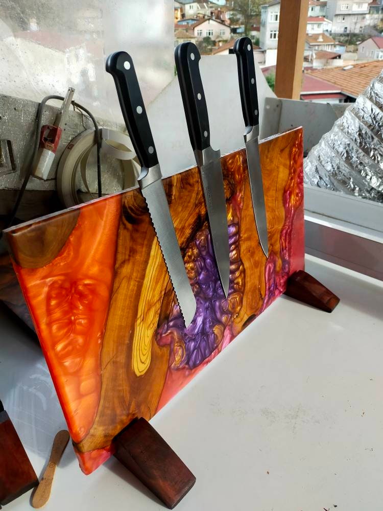 Epoxy Resin Magnetic Knife Rack / Knife Holder resinwoodliving