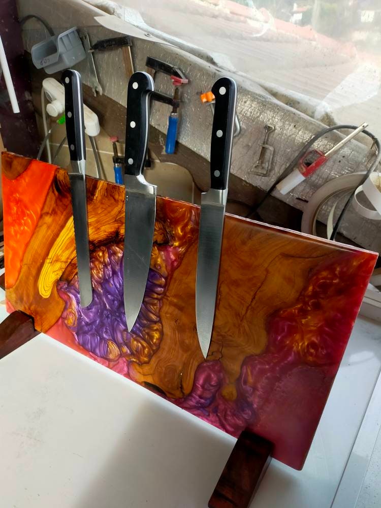 Epoxy Resin Magnetic Knife Rack / Knife Holder resinwoodliving