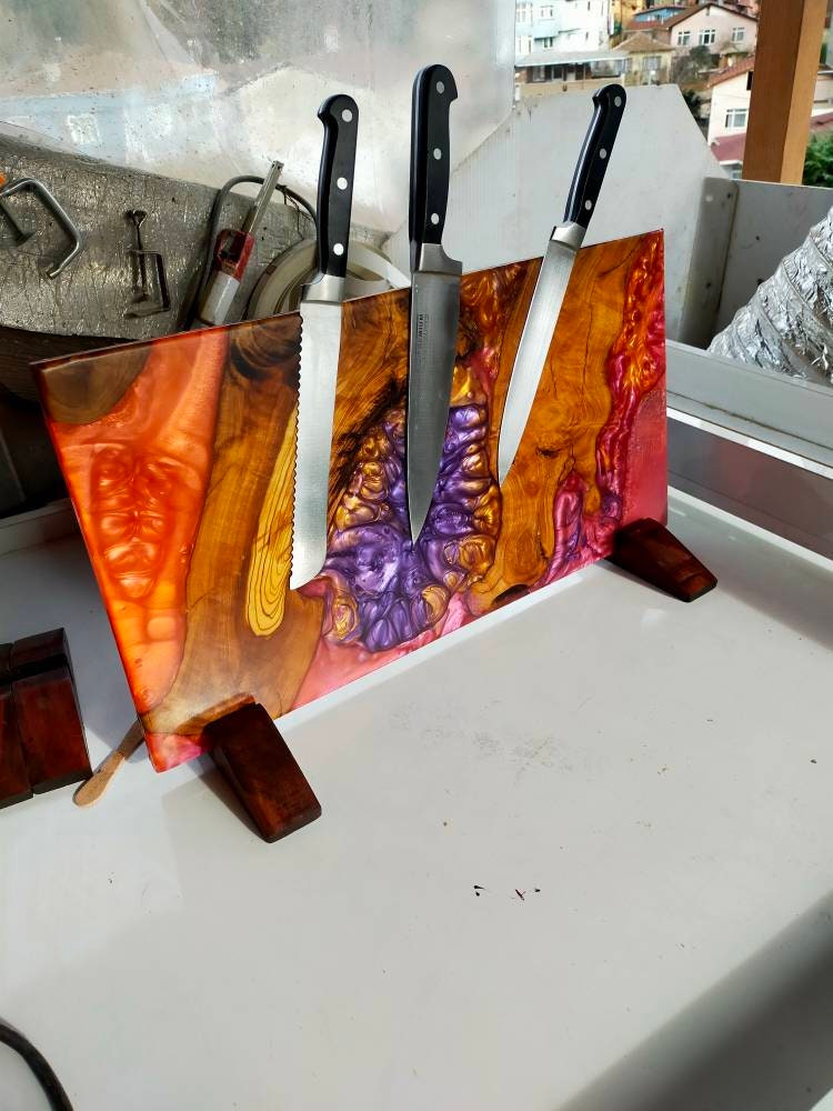 Epoxy Resin Magnetic Knife Rack / Knife Holder resinwoodliving