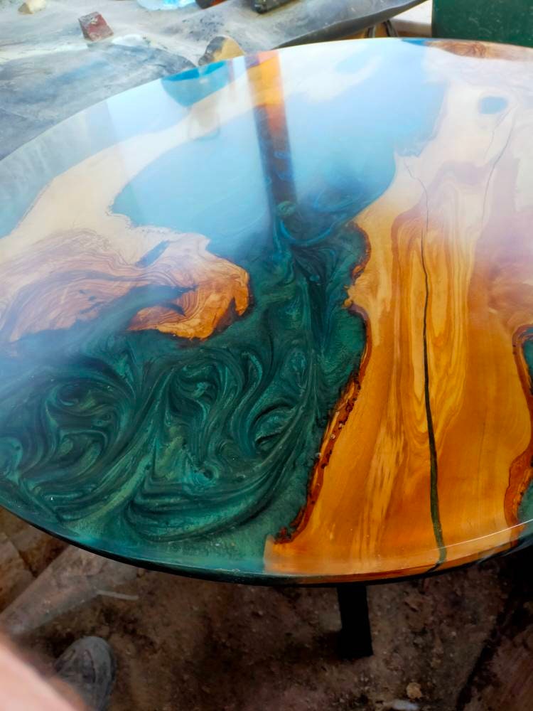 Epoxy Resin & Wood Table Top - Metallic Bicolor resinwoodliving