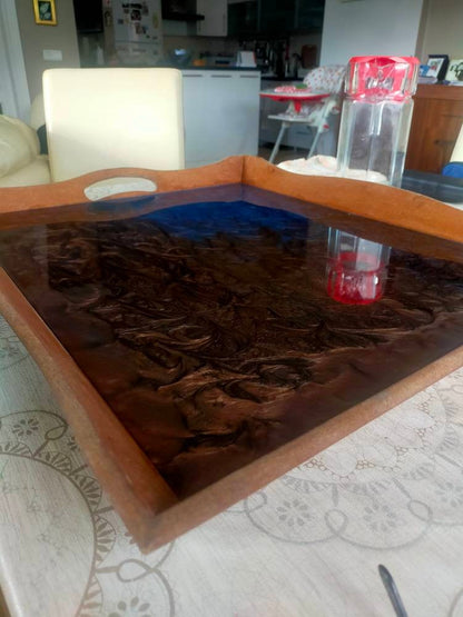 Epoxy Resin & Wood Serving Tray - Regular Edge Serving Tray resinwoodliving